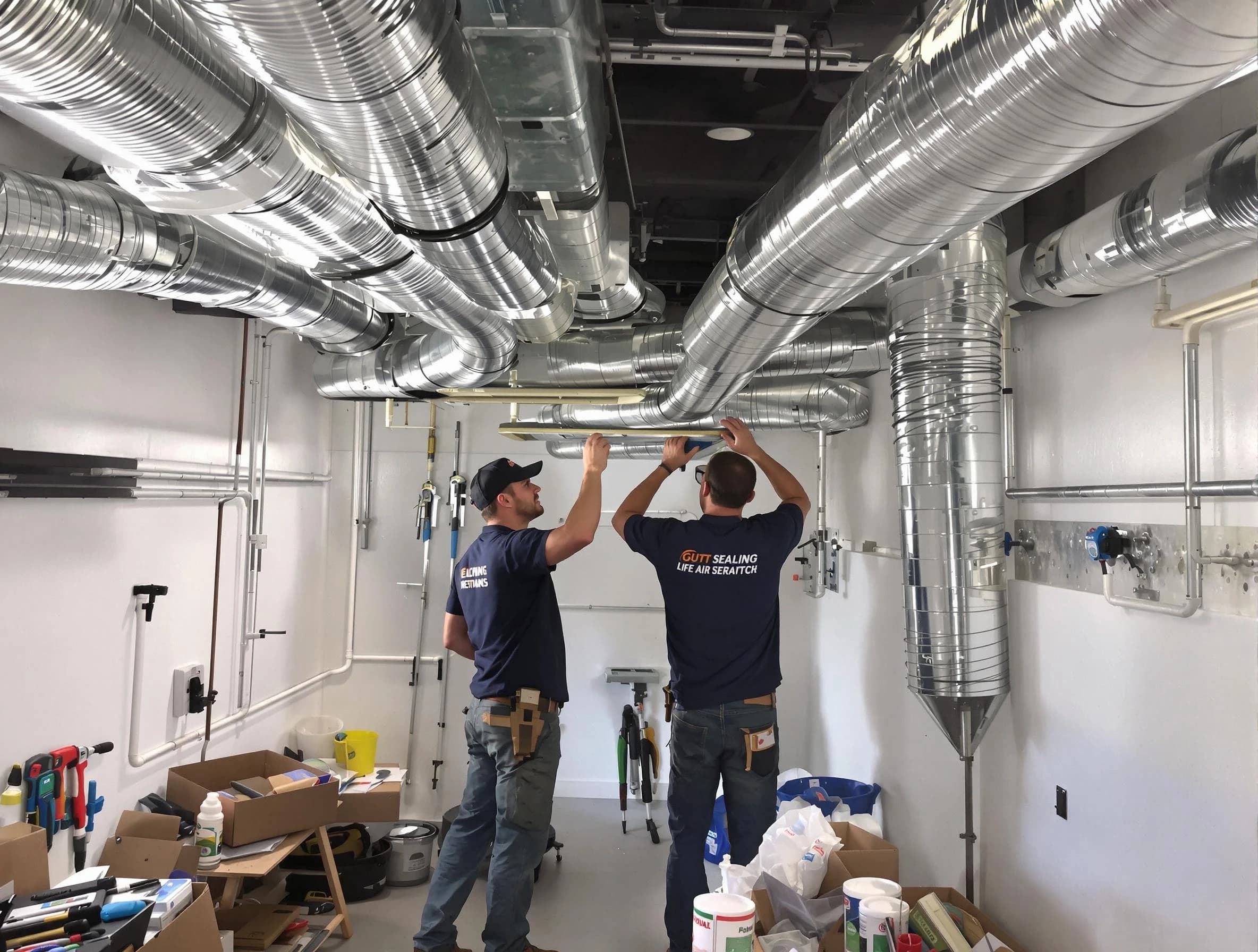 Canton Air Duct Cleaning technician applying professional duct sealing solutions in Canton