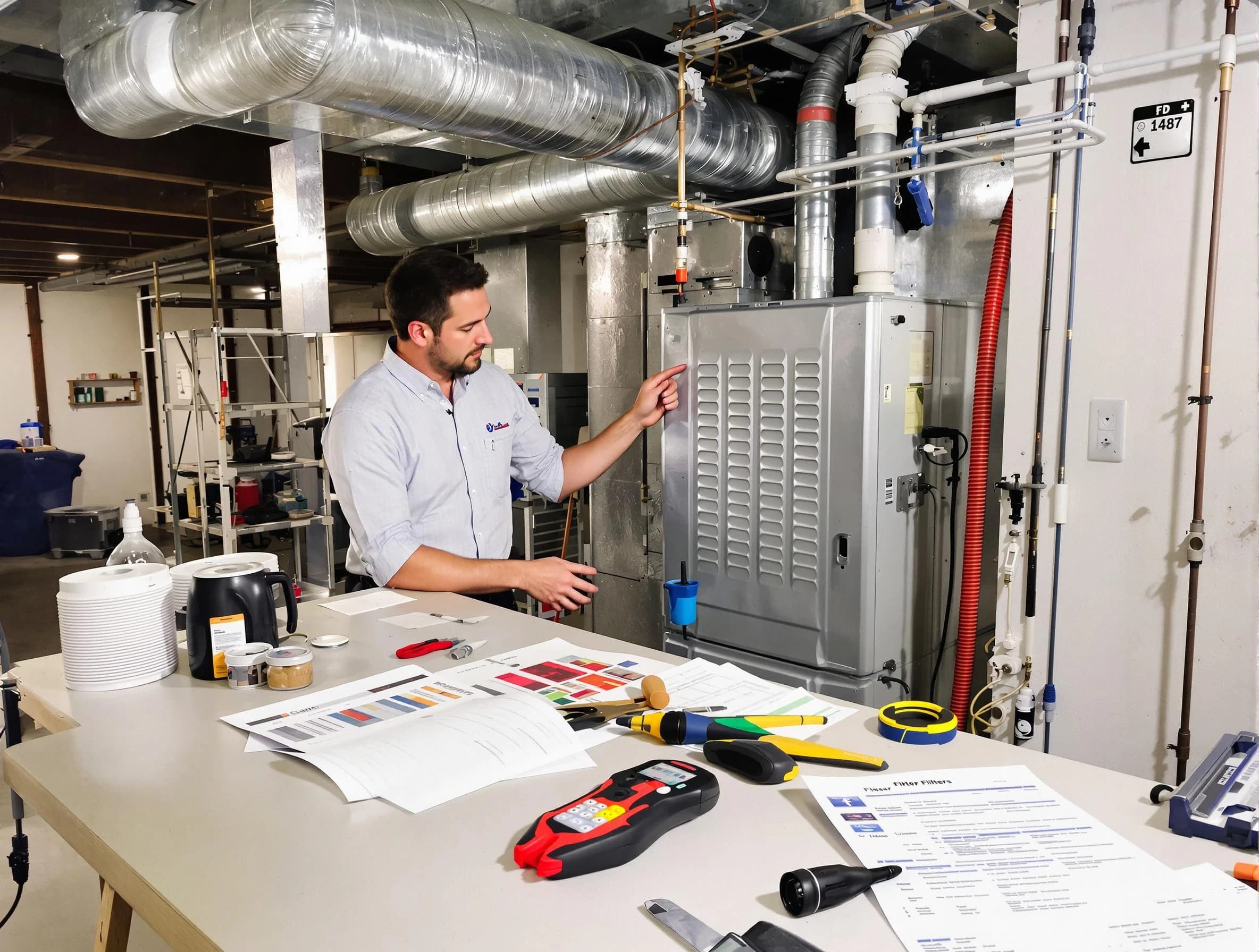 Canton Air Duct Cleaning inspector conducting detailed filter system evaluation using professional diagnostic tools in Canton