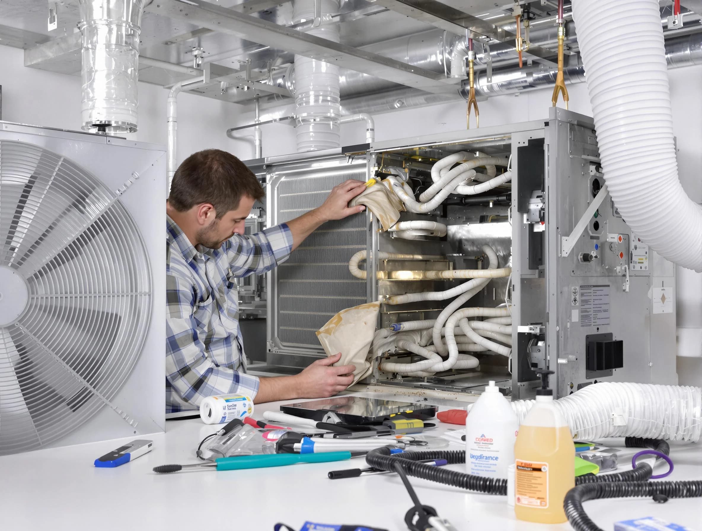 Canton Air Duct Cleaning specialist performing precision AC coil cleaning in Canton