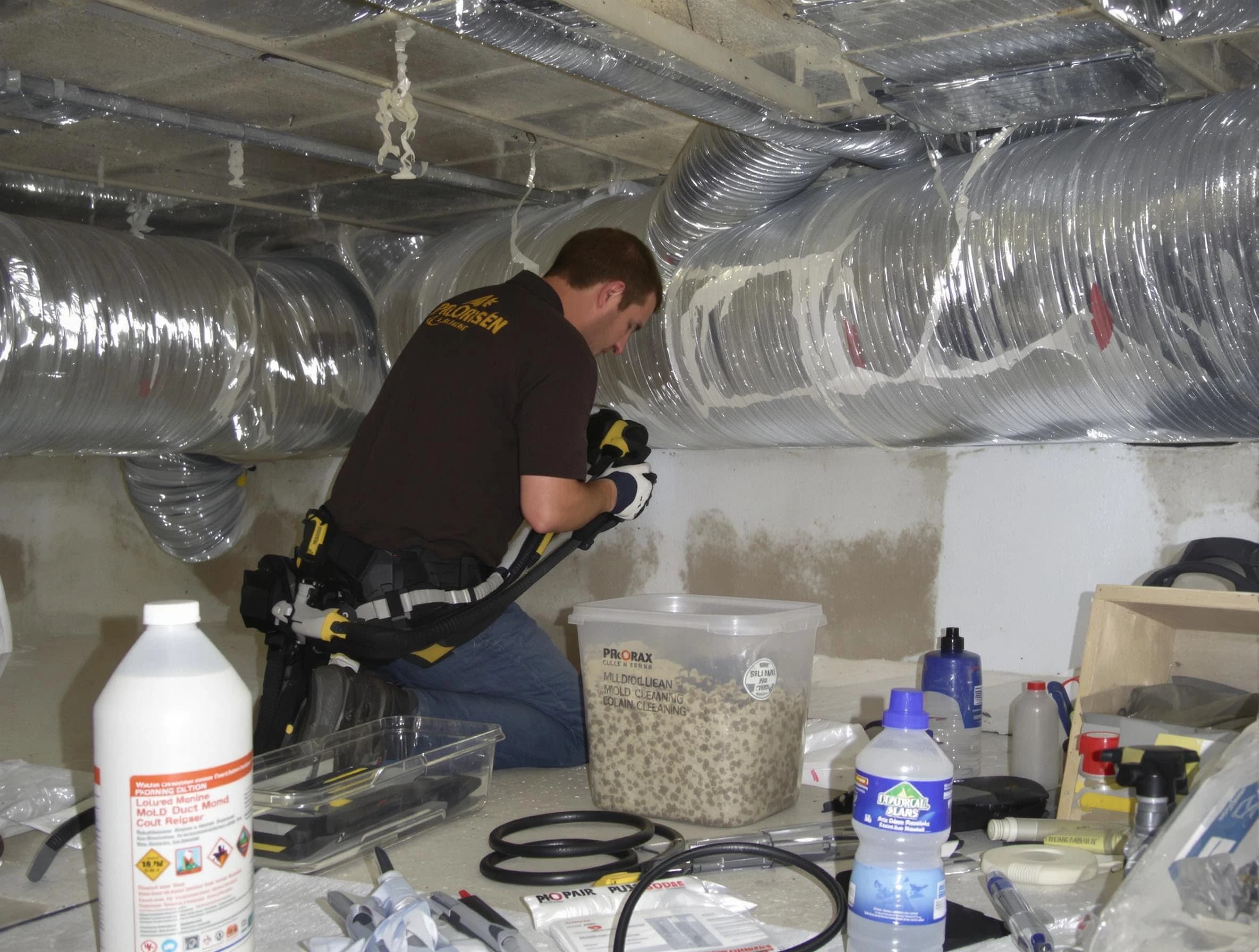 Canton Air Duct Cleaning specialist performing professional mold removal from air ducts in Canton