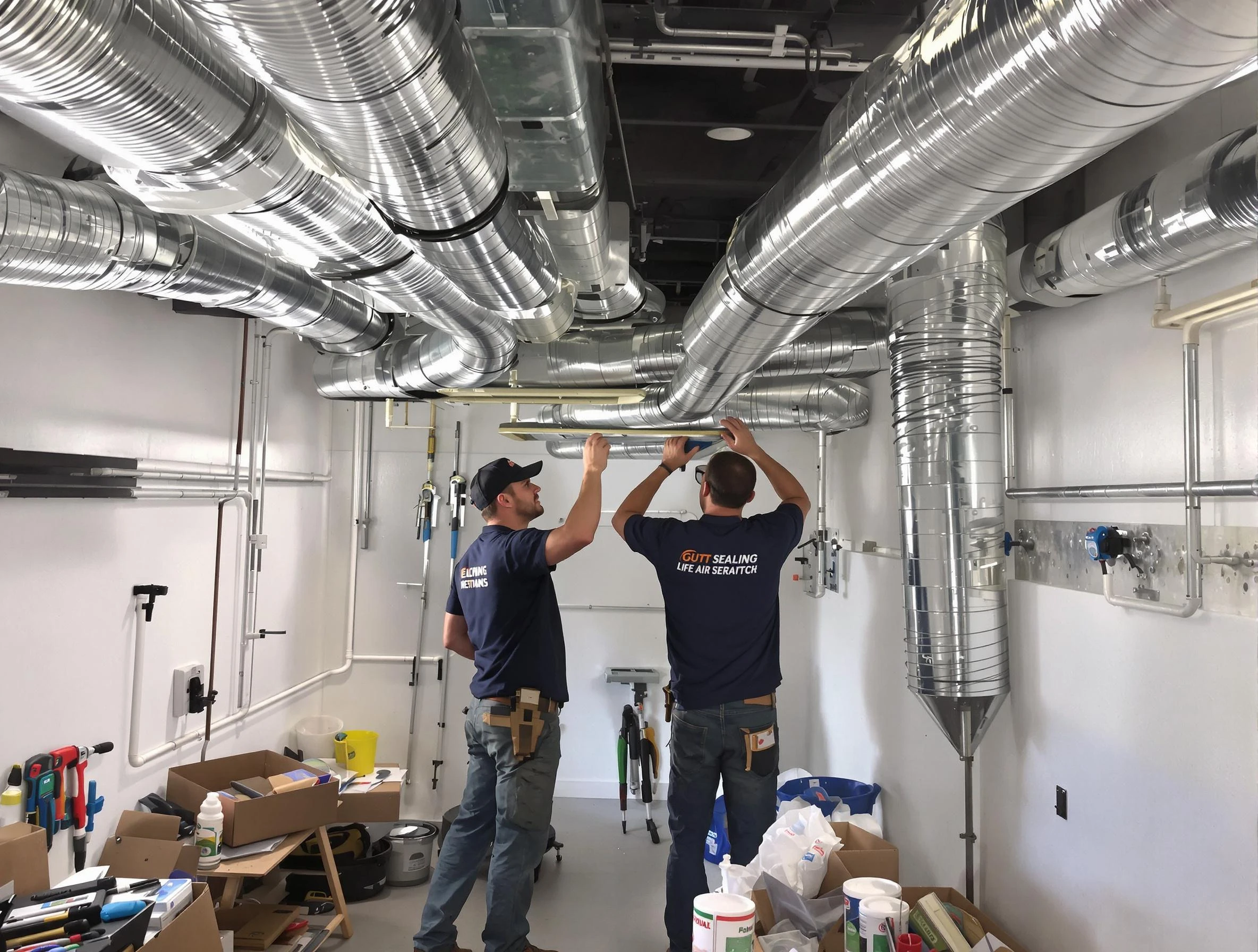 Canton Air Duct Cleaning technician applying professional duct sealing solutions in Canton